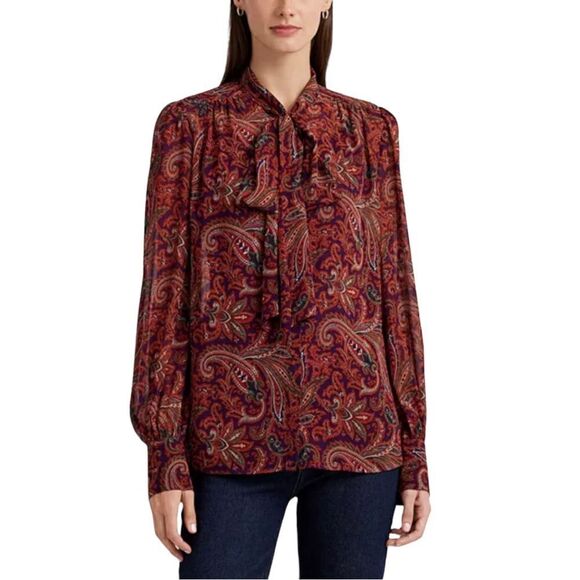 Polo Ralph Lauren Tops - Ralph Lauren Polo Long Sleeve Paisley Blouse Size Small